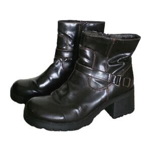 Vintage Y2K Chunky Brown Ankle Boots Sz 8.5 Mudd Platform Bratz Faux Leather 90s